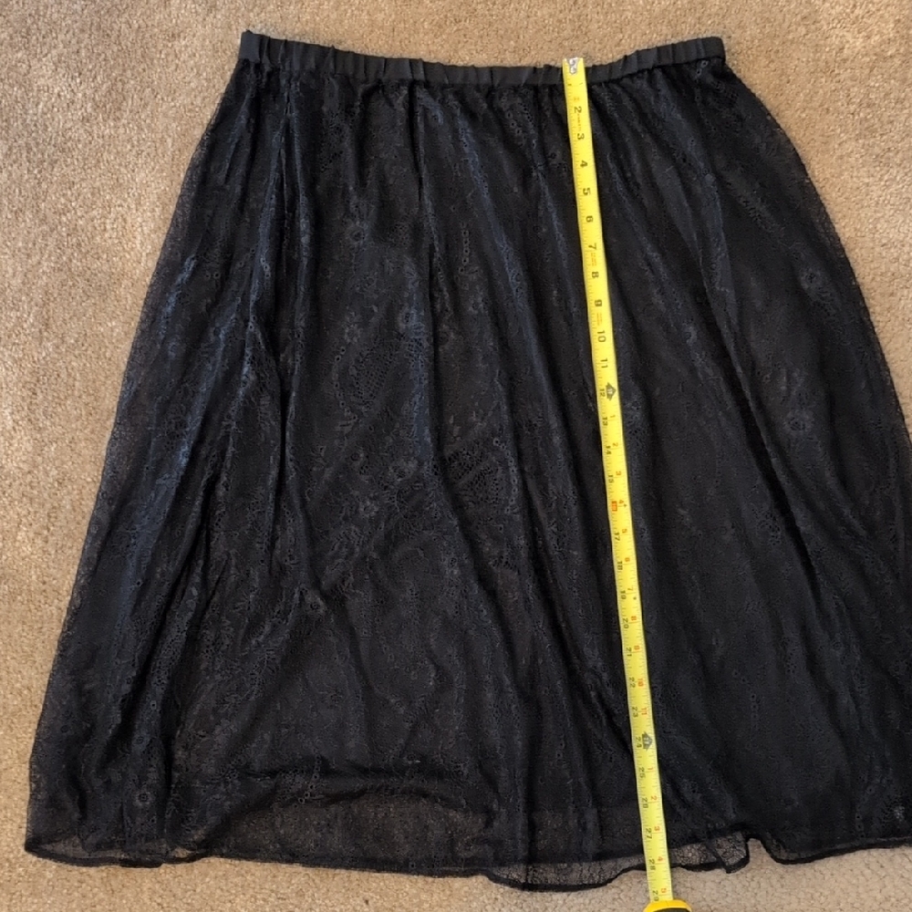 Banana Republic Black Midi Skirt Lace Overlay